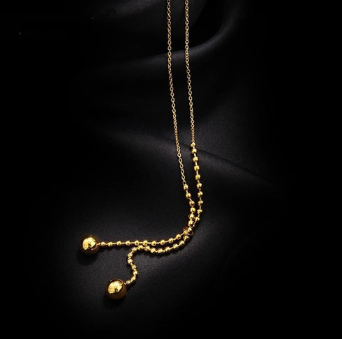 Sither Gold Beads Tassel Necklace for Women Long Y Necklace Choker Sweater Chain Necklace Wedding Dressy Necklace Jewelry for Winter Evening Party...