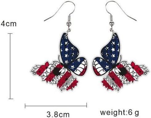 9 Pairs 4th of July Patriotic Earrings Set Cute Gnome Heart Star American Flags Animals Independence Day Acrylic Drop Dangle Earrings Memorial Day...