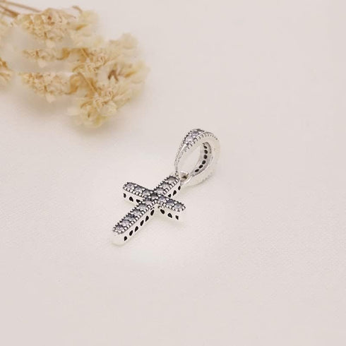 Sparkling Cross Pendant Charm 925 Sterling Silver Pendant,Jewelry Beads Gifts for Women Bracelet&Necklace A0134...