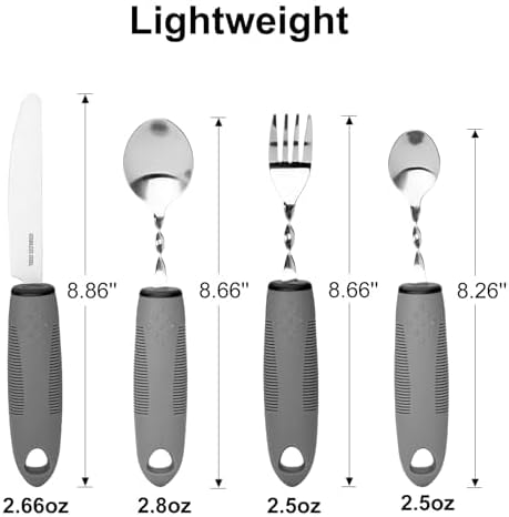 Bendable Adaptive Utensil Set - Arthritis Aid Silverware for The Elderly, Parkinson's, Hand Tremors, Weak Hand Grip & Handicapped - Easy Grip for ...
