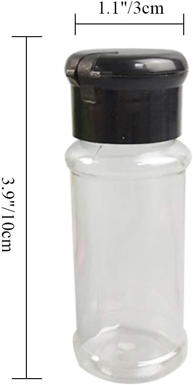 Set of 24 Pcs Plastic Spice Bottles with Sifter Lid 3 Oz. Clear Reusable Containers Jars for Home Kitchen Herbs Seasonings Confectionary Toppings ...
