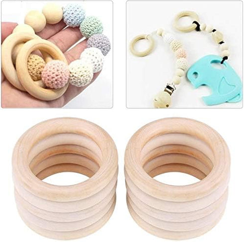 100 Pcs 5 Sizes Natural Wood Rings for Crafts, Unfinished Smooth Wooden Ring for Macrame, Wood Circles for Craft, DIY Ring Pendant and Connectors ...