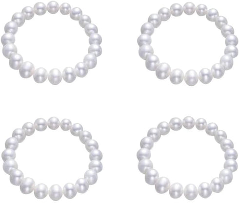 Pingyongchang Elastic Pearl Bracelet Stackable Stretch Bracelet Wedding Accessories Bridesmaid Bracelet 8MM Faux Pearl Bracelet Bridal Party Prom ...
