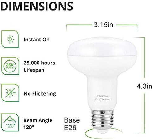 BR25/R25 Led Can light bulbs, 9W Dimmable Flood Lights (75W Equivalent), E26 Medium Base Bulb 3000K Soft White for Indoor Outdoor Lighting, Pack o...
