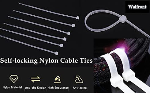 1000 Pcs White Zip Ties Recoverable Reusable Small Clear Self locking Nylon Cable Ties Fasten Thin Wraps Wire Ties for Home Office Workshop(3x100m...