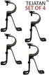 Curtain Rod Bracket for 1-Inch Diameter rods - (Set of 4 (2 Pairs, Black) (Can Also be Known as Curtain Rod Hangers, Drape Rod Hooks for Wall, Cur...