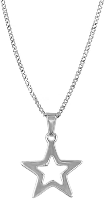 Dainty Hollow Star Simple Choker Necklace for Women Girls Delicate Stainless Steel Silver Plated Y2K Minimalist Star Pendant Necklaces Adjustable ...