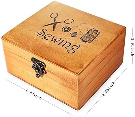 Sewing Kit Basket, Wooden Sewing Box with Accessories, Home Sewing Repair Tool Kit Sewing Starter Kit for Adults Kids...