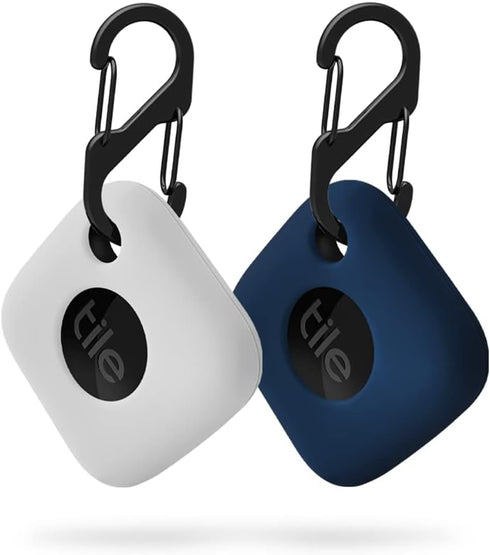 Geiomoo Silicone Case for Tile Mate 2022, Soft Scratch Resistant Cover with Carabiner (2 Pack White+Navy Blue)...