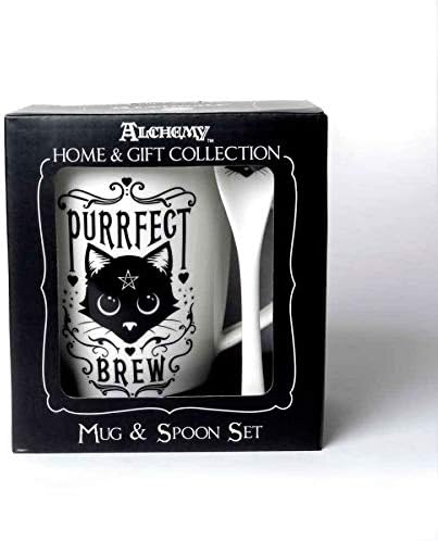 SUMMIT COLLECTION Alchemy Gothic Purrfect Brew Black Cats 11 fl oz Mug and Spoon Set Bone China...