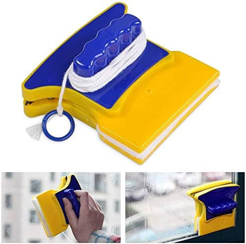 GOTOTOP Window Cleaner Magnetic Window Cleaner Tools,Double-Sided Window Cleaner, Shape Magnetic Glass Wiper with 2 pcs Cotton, Window Squeegee To...