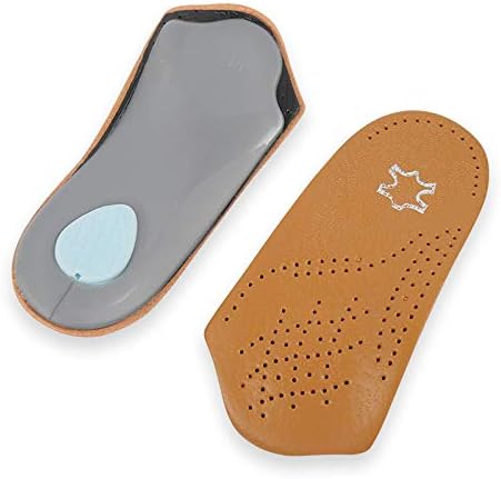 3/4 Leather Orthotic Inserts with Metatarsal Pad, Arch Support Insoles Shoe and Padding at The Heel for Men and Women...