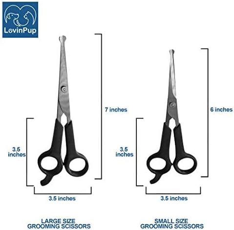 Dog Grooming Scissors, 2 Pack, Pet Scissors, Cuts Facial Hair and Body Fur, Stainless Steel with Safety Rounded Tips for a Painless, Smooth, and C...