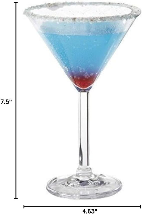 G.E.T. SW-1407-1-SAN-CL-EC Heavy-Duty Shatteproof Plastic Martini Glasses, 10 Ounce, Clear (Set of 4)...