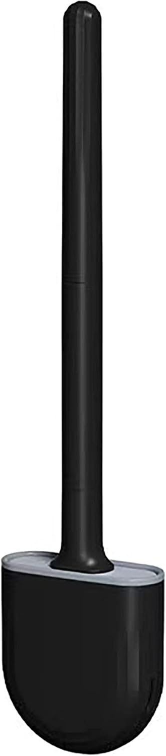 Toilet Brush and Holder, Silicone Toilet Bowl Brush with Ventilated Holder Cleaning Supplies Toilet Cleaner Brush Bathroom Accessories (Black)...