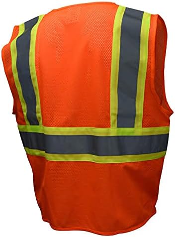 Radians SV22-2ZOM-3X Polyester Mesh Economy Class 2 High Visibility Zipper Closure Vest with Two-Tone Trim, 3X-Large, Orange...