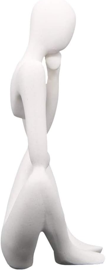 Asng Resin Thinker Style Abstract Sculpture Statue Collectible Figurines Home Office Bookshelf Desktop Decor (White,Left, Small)...