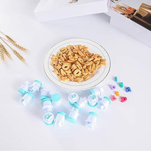 Alphabet Letters Molds, 26pcs Plunger Cutters, Fondant Cake Biscuit Mold,Cake Decorating Tools, Cookie Stamp Impress,Embosser Cutter, DIY Sugar Cr...