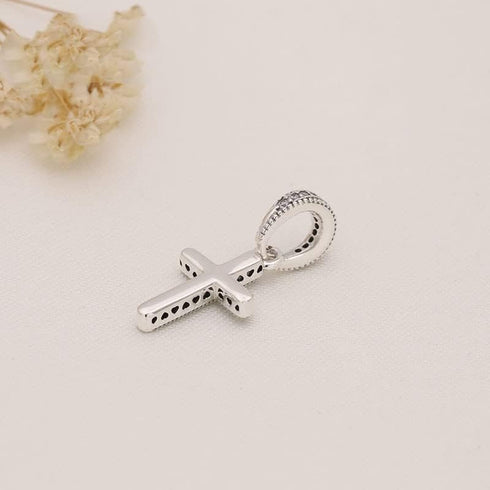 Sparkling Cross Pendant Charm 925 Sterling Silver Pendant,Jewelry Beads Gifts for Women Bracelet&Necklace A0134...