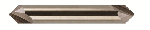 Bassett - B10026 MCH-2D Series Solid Carbide End Mill, Uncoated (Bright) Finish, 2 Flute, 90 Degrees Profile Angle, Chamfer End, 0.15" Cutting Len...