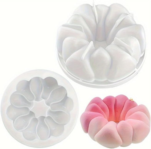 Flower Rock Wreath Shaped Cake Mold IY French Dessert Mousse Cake Silicone Mold Baking Tool,Non-stick Silicone Fluted Pans, Perfect Bakeware For C...
