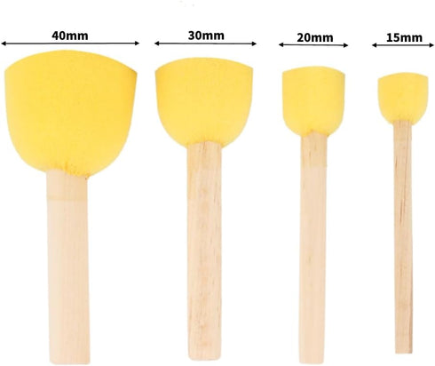 4Pcs Round Stencil Sponge Wooden Handle Foam Sponge Paint Brush Furniture Art Crafts Painting Tool Supplies...