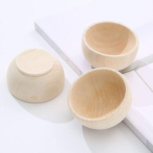 SEWACC 5pcs Wooden Bowls Unfinished Bowls Unpainted Wooden Bowls Serving Bowl Wood Crafts Bowls Pinch Bowls for Fruits Salad Cereal...