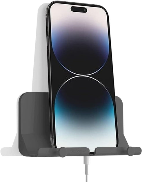 D2 Wall Mount Phone Holder, Hands Free Phone Holder with Adhesive and Data Cable Receiving Hole for Shower, Charging, RV, Compatible with iPhone, ...
