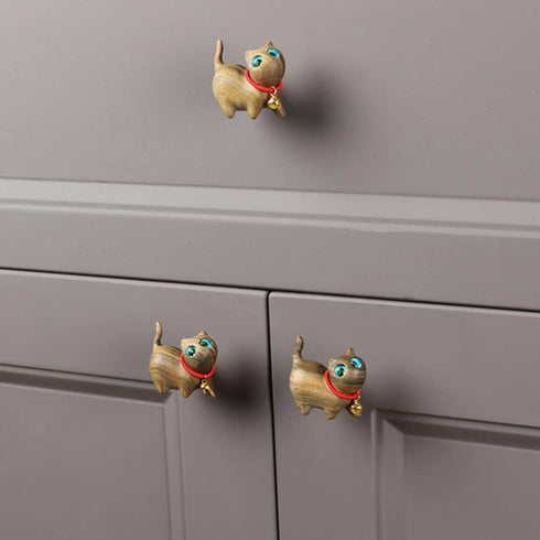 Wood Furniture Knobs Cat Shaped Brass Interior Drawer Knob Dresser Furniture Pulls Drawers Unfinished Cabinet Pulls Handles Hardware for Wardrobe ...