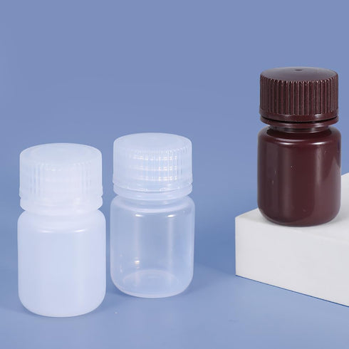 1 oz Wide Mouth Lab Reagent Bottle, Laboratory Grade Chemical Container, Sealed Leak-proof Translucent HDPE Bottle, Pill Bottle, Water Sample Bott...