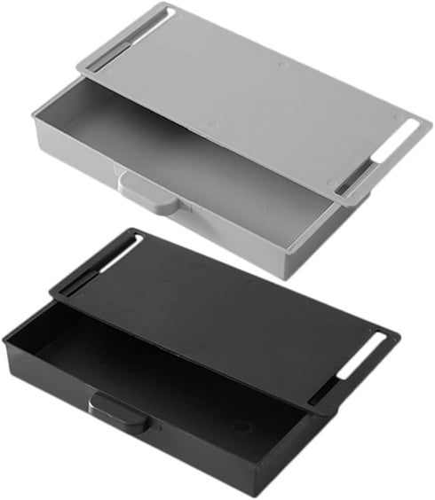 NUOBESTY 2Pcs Punch Storage Box hidden desk drawer under desk storage adhesive desk pencil tray self-stick storage organizer paste drawer for kitc...