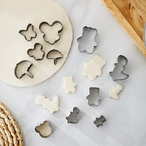 Tiny Mini Stainless Steel Cookie Cutters, 22-piece Cute Shapes Animal Flowers Bear Dinosaur for One-Bite Cookies, Fruits, Fondant Biscuit (22 pcs)...