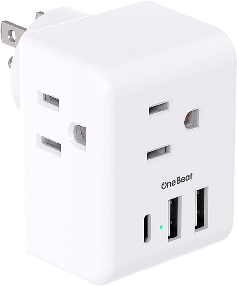 Multi Plug Outlet Extender, Power Strip Non Surge Protector Electric Outlet Splitter with 3 USB Wall Charger (1 USB C), Multiple Outlet Expander f...