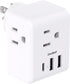 Multi Plug Outlet Extender, Power Strip Non Surge Protector Electric Outlet Splitter with 3 USB Wall Charger (1 USB C), Multiple Outlet Expander f...