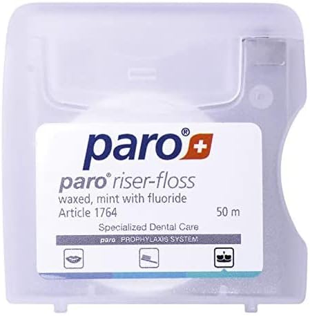 Paro Floss Holder and Paro Riser Floss Mint, Waxed, Fluoridated, Floss 50M...
