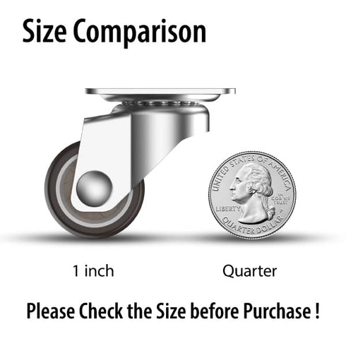 1 inch Small Caster Wheels for Furniture Low Profile Casters Set of 4 Total Capacity 90 Lbs Perfect Wheels for Small Project?Nightstand?Side Table...