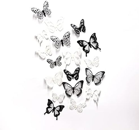 Butterfly Wall Stickers Decal, 36 PCS 3D Black and White Butterfly Stickers with Adhesive,Qyeaber Crystal Butterflies, Removable Art Mural for Bab...