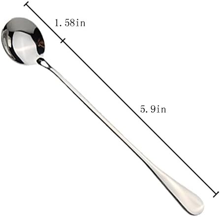 Long-handled ice tea spoon, cocktail stir spoons, stainless steel coffee spoons, ice cream scoop Set of 8 (Silver, Round)...