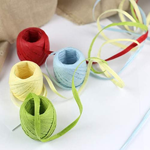 Raffia Paper Ribbon Twine Strings 15 Rolls 15 Colors Set for DIY Craft Gift Box Packing...