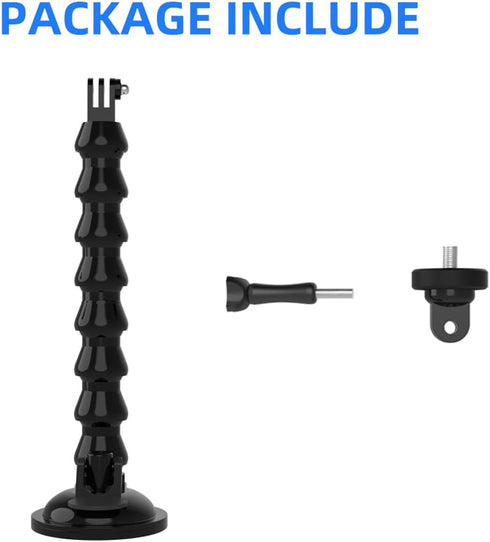 SUREWO Flexible Gooseneck Suction Cup Camera Car Mount Compatible with Gopro Hero 12 Black,Hero 11/10/9/8/7/6/5 Black,DJI Action 3/2,Insta 360 ONE...