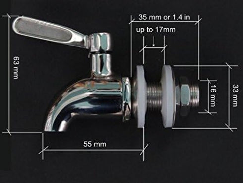 BTSKY™Stainless Steel Beverage Dispenser Replacement Spigot Fits 16mm?5/8 inch?Opening - No Lead Dispenser Replacement Faucet, Polished Finish...