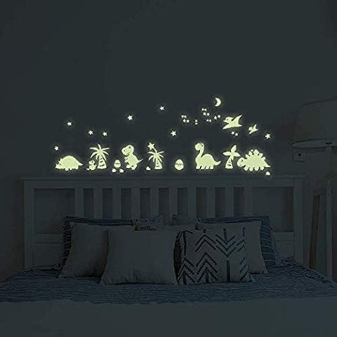 Wall Decals Glow in Dark, BENBO Dinosaurs Decorations Peel DIY Luminous Vinyl Wall Stickers for Kids Girls Bedroom Home Nursery...