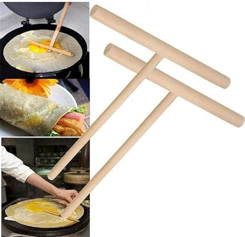 2 Pcs Wooden Crepe Maker Pancake Batter Spreader Stick Kitchen Cooking Utensils Tools for Restaurant Canteen Specially Supplies Practical Treatmen...