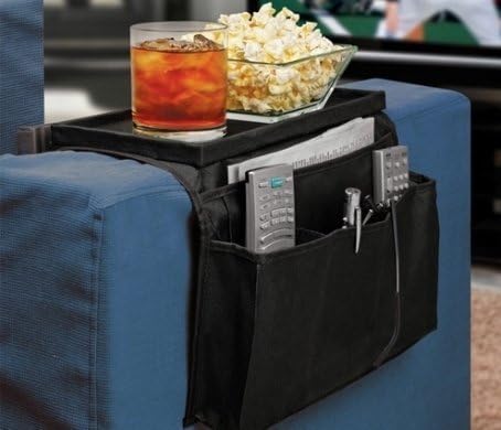 Dependable Industries inc. Essentials Sofa Armrest Organizer with Table - 5 Pockets, Anti-Slip Bottom, TV Remote Holder - Drapes Over Sofa Arm Rel...