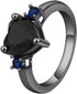 Hsitgexf Black Gold Plated Heart & Blue Round CZ Cubic Zirconia Promise Statement Ring,Women's Fashion 3-Stone Wedding Engagement Ring (US size 9)...