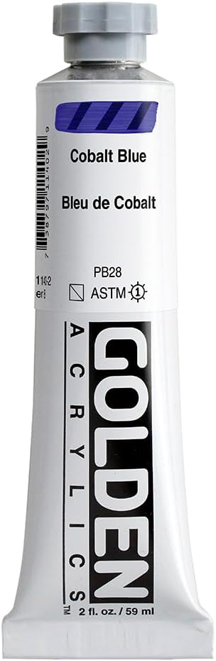 Heavy Body Acrylics by GOLDEN, Cobalt Blue, 2 fl. oz. Tube, Professional Acrylic Paint, Semi-Transparent...