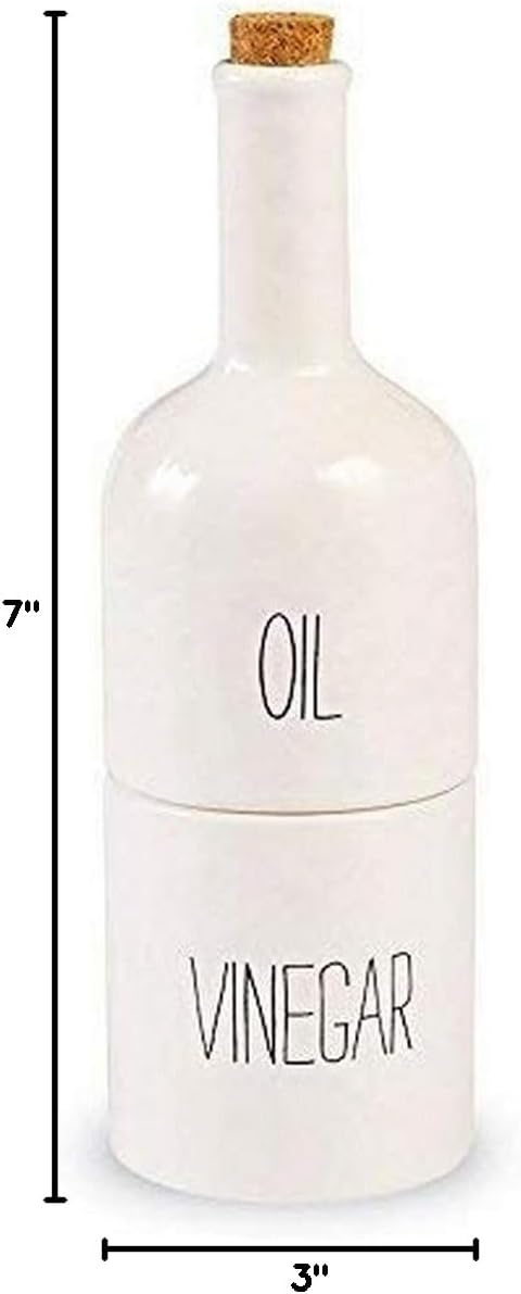Stacked Oil and Vinegar Decanter Set, White...