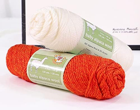 Baby Alpaca Wool Blend Yarn Worsted Weight 3 skeins (100g/each) Art Crafts Crochet and Knitting Sunny Cat Premium Brand (04 Cream Yellow)......