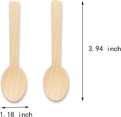 200 Pcs Mini Wooden Spoons, 4 Inch Disposable Wooden Dessert Spoons, Biodegradable Compostable Birchwood...