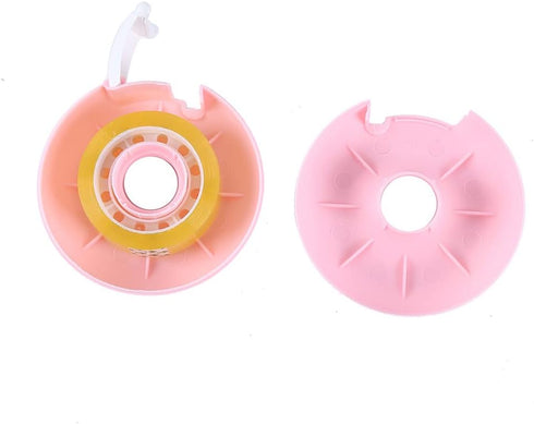 2pcs Donut Tape Dispenser Plastic Portable Tape Dispenser Portable Invisible Tape Cutter Tape Organizer Holder for Office or School(pink,blue)...